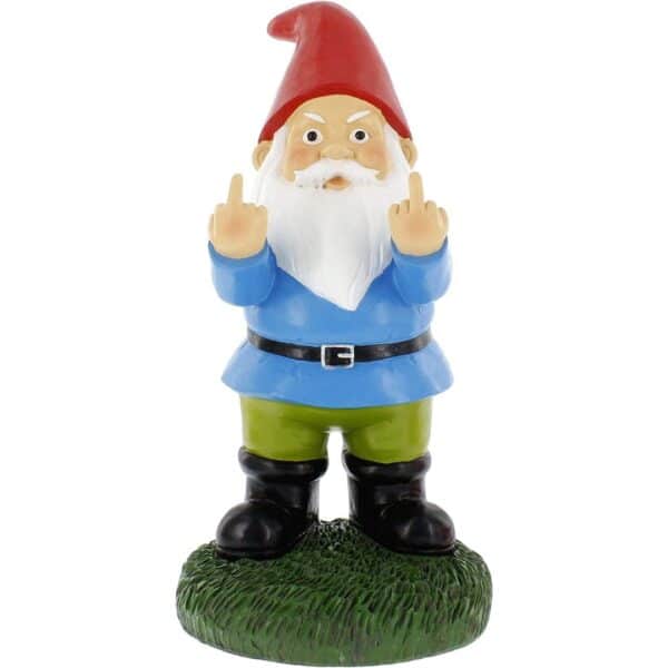 Gnometastic Statuette de nain de jardin avec doigt d'honneur