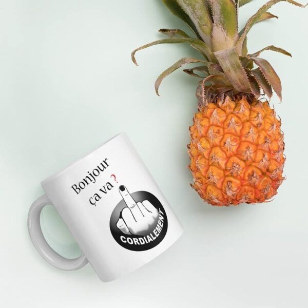 Mug Humour Tasse bonjour ça va doigt d'honneur et un ananas