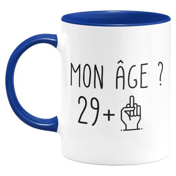 Tasse doigt d'honneur anniversaire bleu